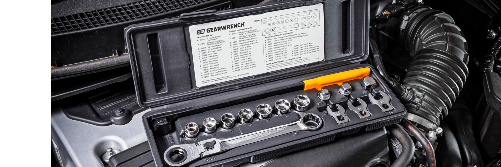 GEARWRENCH 89000 Serpentine Belt Tool Set in Automotive environment