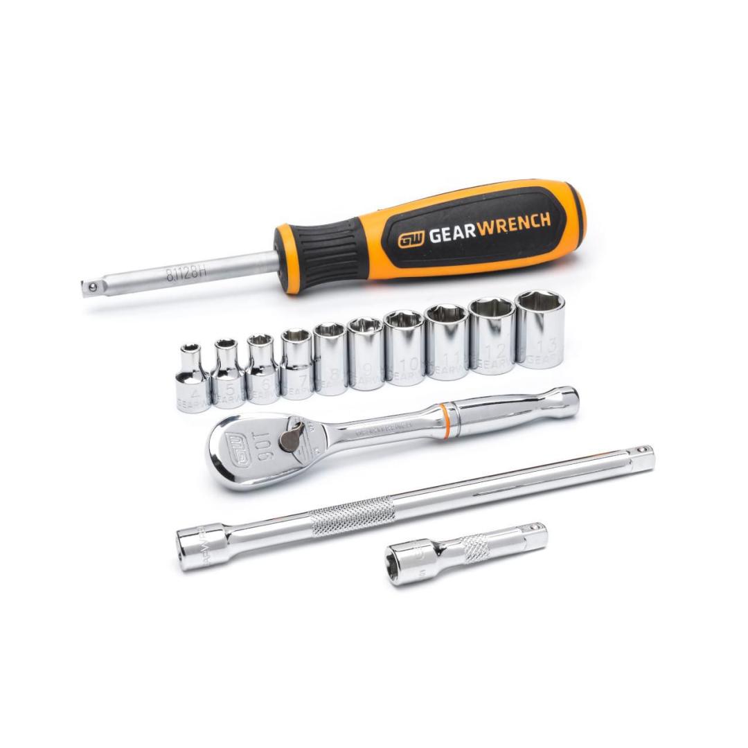 14 Pc. 1/4 Drive 6 Point Metric Mechanics Tool Set