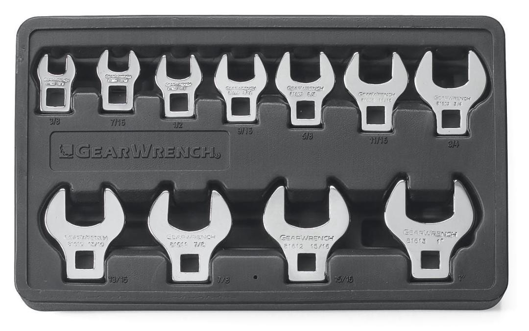V-8 Tools 11 Piece 3/8 Drive SAE Crowsfoot Wrench Set Category V8T7711 Crowfoot Wrench Sets 