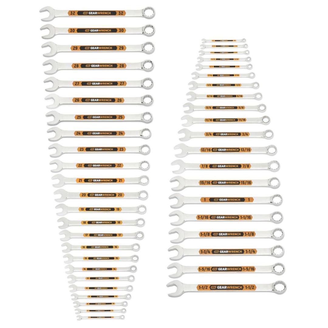 44 Pc SAE/Metric Hi-Viz Long Pattern Wrench Set