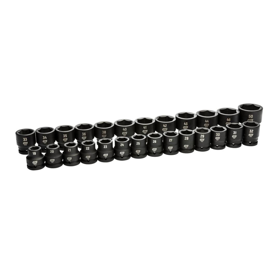 3/4" Drive 6 Point Metric Impact Socket Set, 26 piece