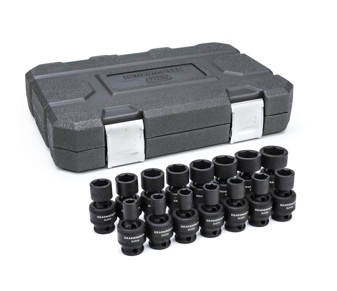 US Pro Industrial 15pc 3/8" Drive Metric Impact Swivel Wobble Socket Set – 6pt, 8mm To 22mm