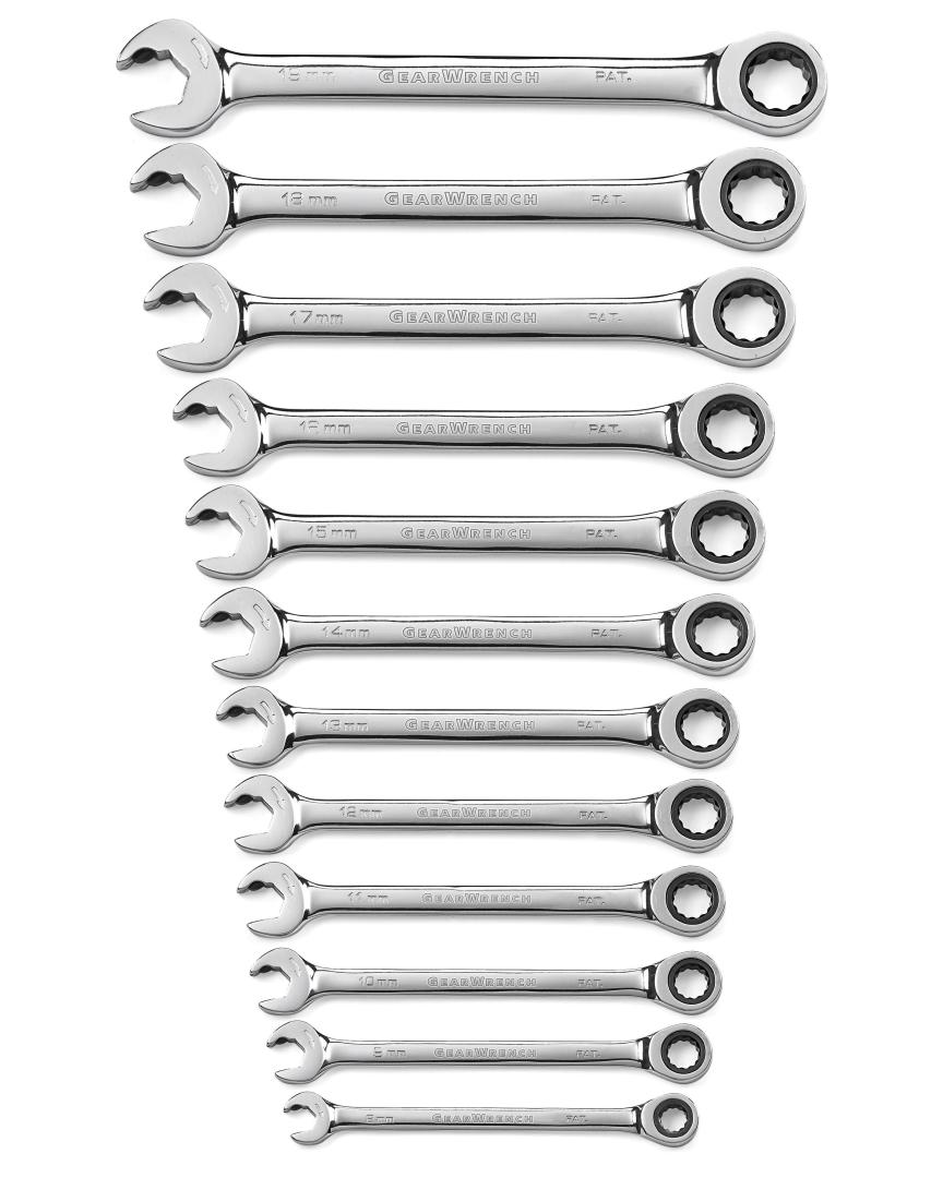 BULLTOOLS 12-Piece Ratcheting Wrench Set Chrome Vanadium Steel Metric Ratchet Wrenches with 72-Tooth Box End and Open End Combination Wrench Set with Organizer Box 