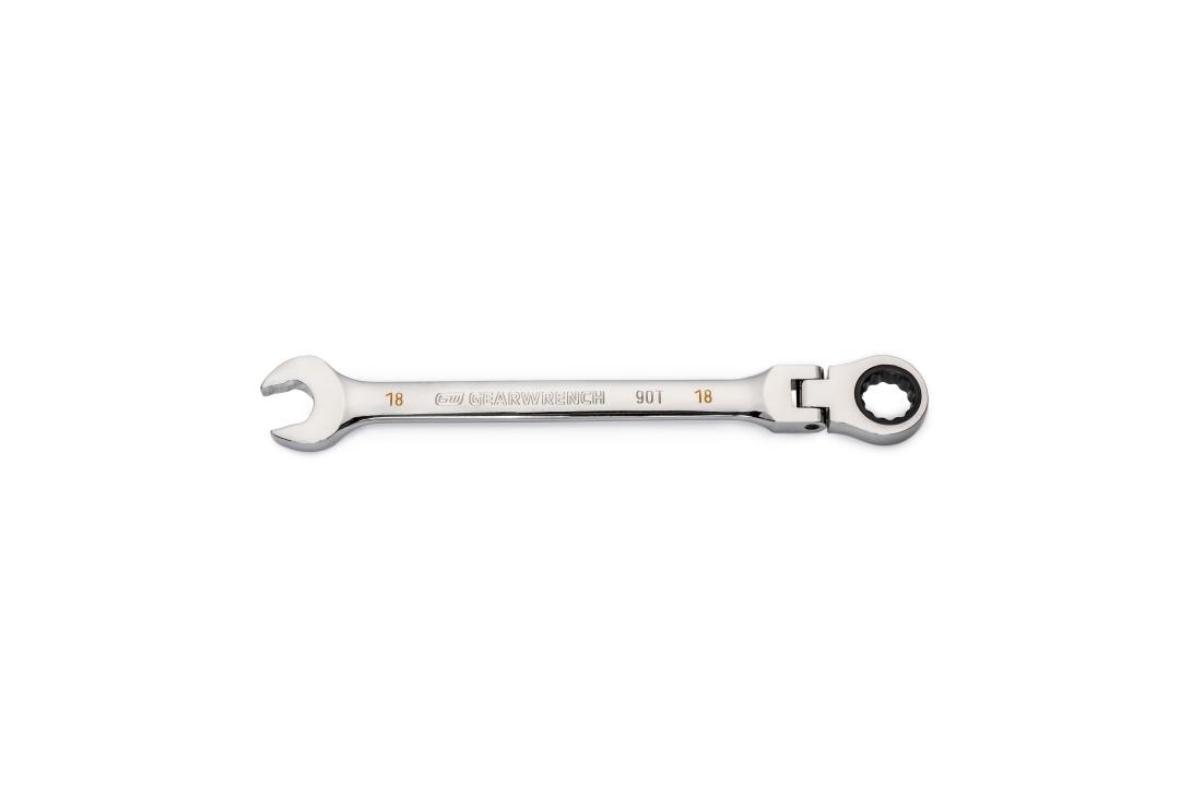18mm 90-Tooth 12 Point Flex Head Ratcheting Combination Wrench