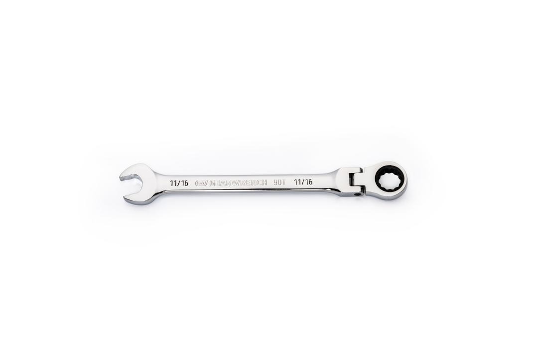 Chromed Gear Spanner Flexible Head Combination Ratcheting Action Wrench 6-32mm 