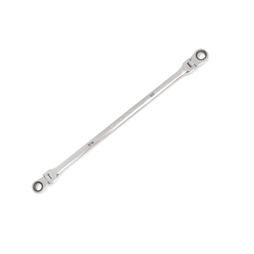 7/16”x1/2” 90T 12 Pt GearBox™ Double Flex Ratcheting Wrench