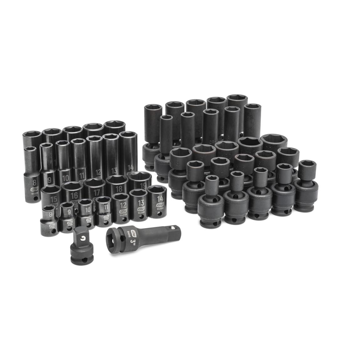 51 Piece 3/8" Drive 6 Point Metric Impact Socket Set
