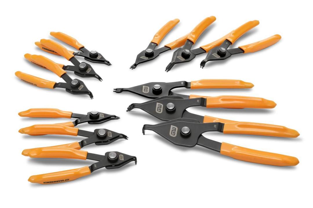 12 Piece Convertible Push Button Snap Ring Pliers Set