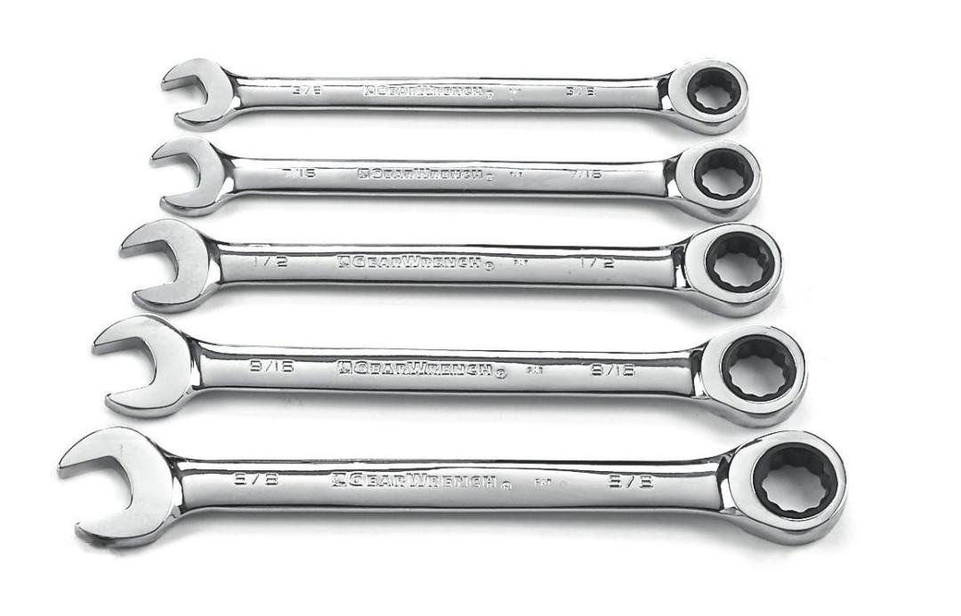 5pc OFFSET BOX GEAR RATCHETING RATCHET WRENCH SET SAE