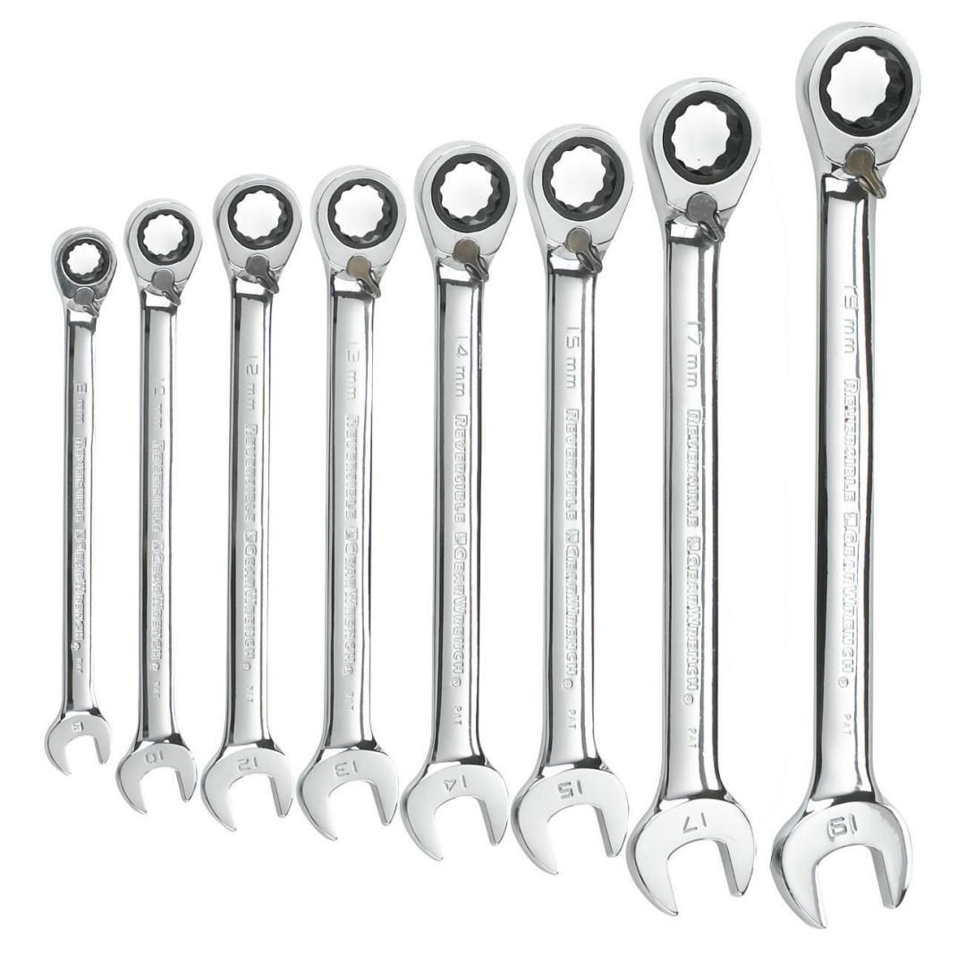 12x 8-19mm Metric Flexible Spanner Wrench Polished 72 Teeth Gearwrench Pro Grade 