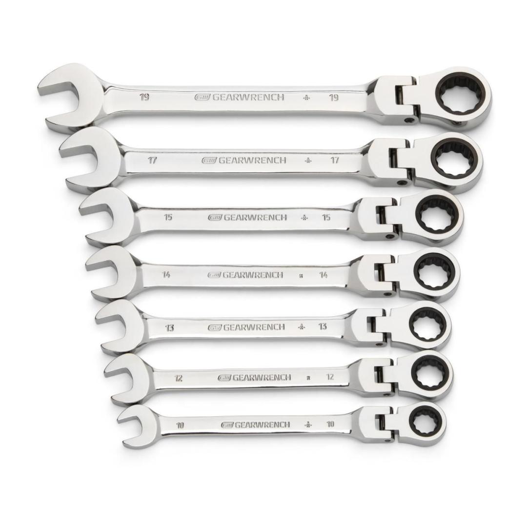 7 Pc. 72T Flex Head Ratcheting Combination Metric Wrench Set
