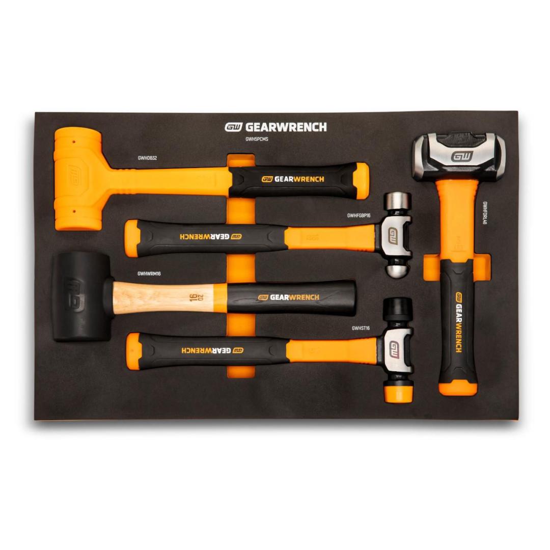 5 Piece Mixed Hammer Set in Foam Tray– Versatile & Organized