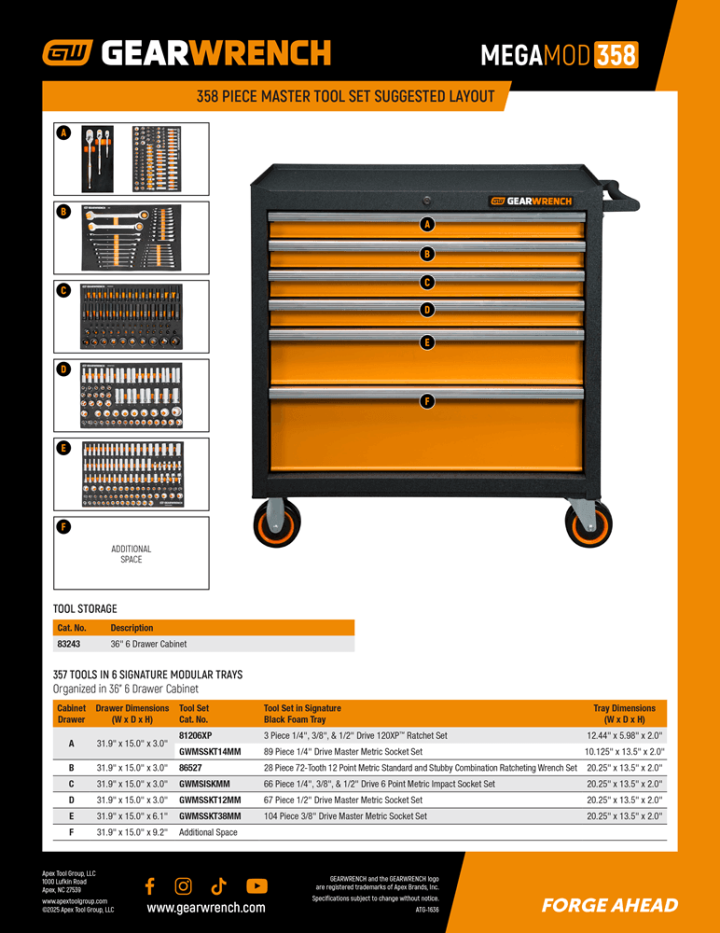 Cover page of the MEGAMOD358 drawer layout document