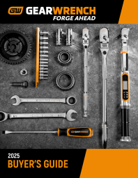 Cover page for the 2025 Buyer's Guide with GEARWRENCH tools on a gray background