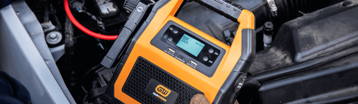 GEARWRENCH GWLBJ30 being used to jump start a car battery