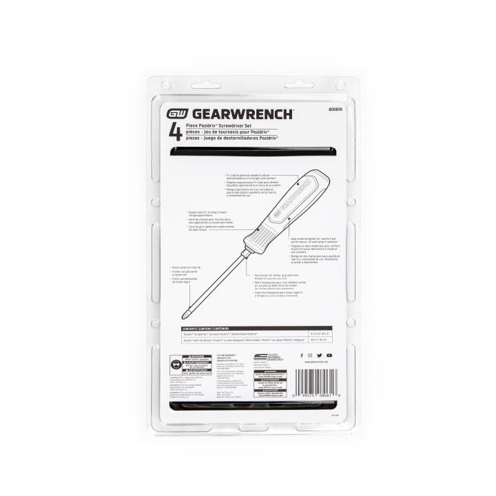 4 Pc. Pozidriv® Dual Material Screwdriver Set