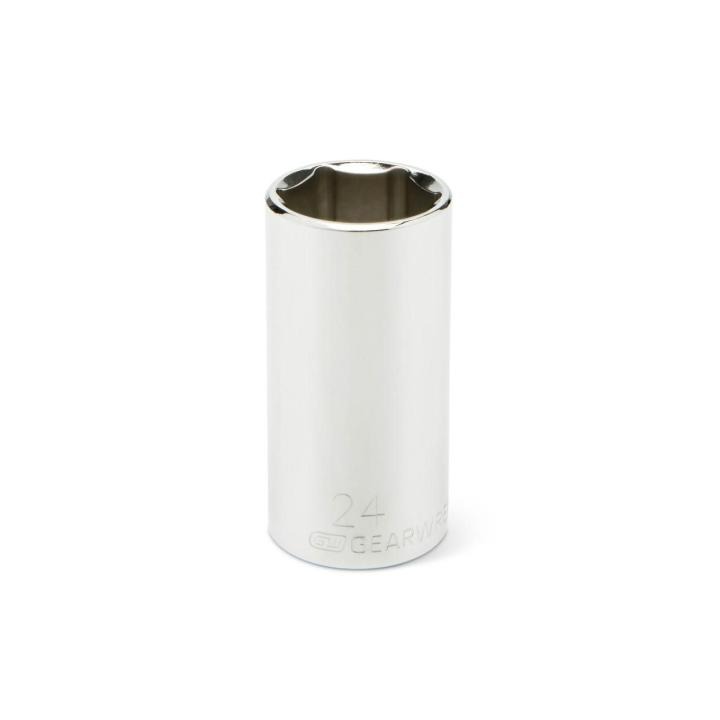 Image of the GEARWRENCH 3/8 Drive 6 Point Deep Metric Socket 24mm on a white background