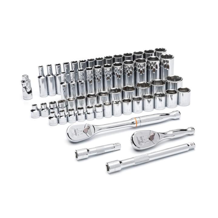 GEARWRENCH 57 Pc. 3/8" Drive 6 Pt. Mechanics Tool Set, Standard & Deep, SAE/Metric - 80550