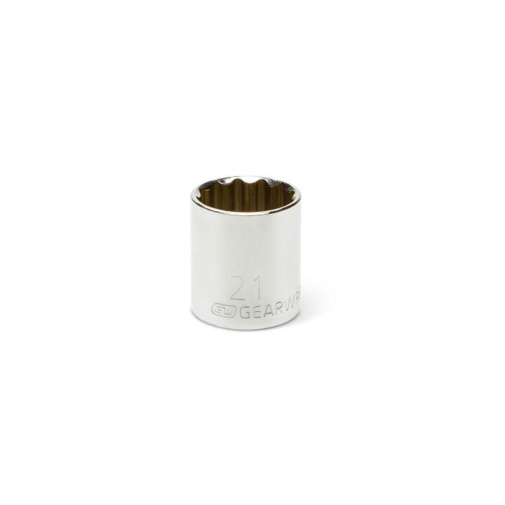 Image of the GEARWRENCH 3/8 Drive 12 Point Standard Metric Socket 21mm on a white background