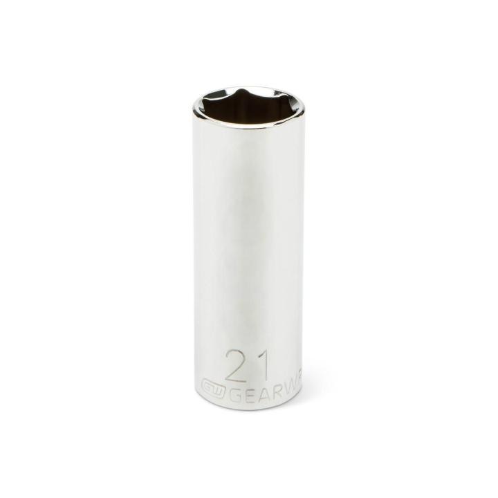 Image of the GEARWRENCH 1/2 Drive 6 Point Deep Metric Socket 21mm on a white background