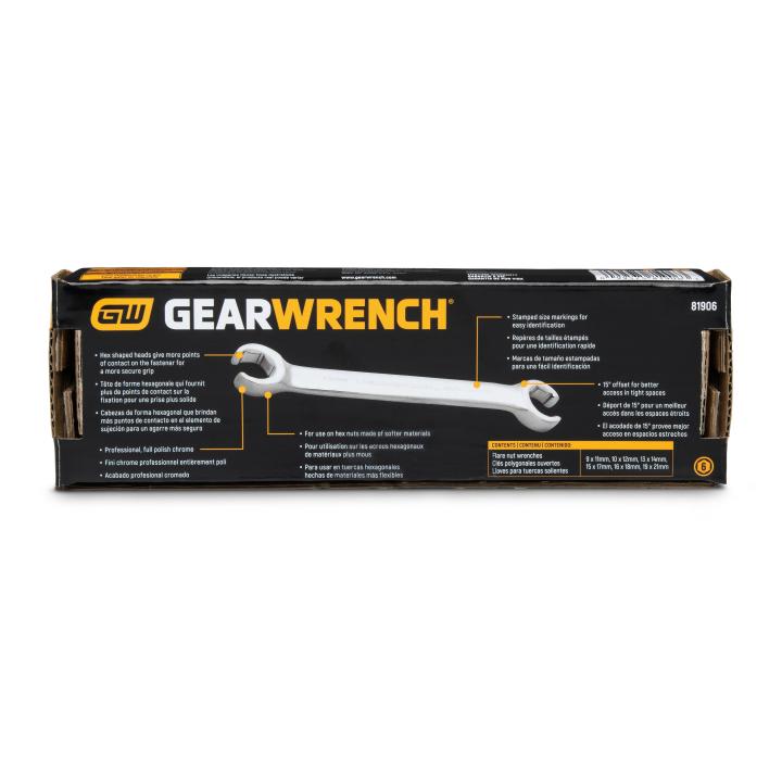 GearWrench 81906 6-Piece Flare Nut Metric Wrench Set 