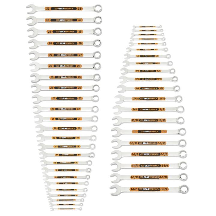 44 Pc SAE/Metric Hi-Viz Long Pattern Wrench Set