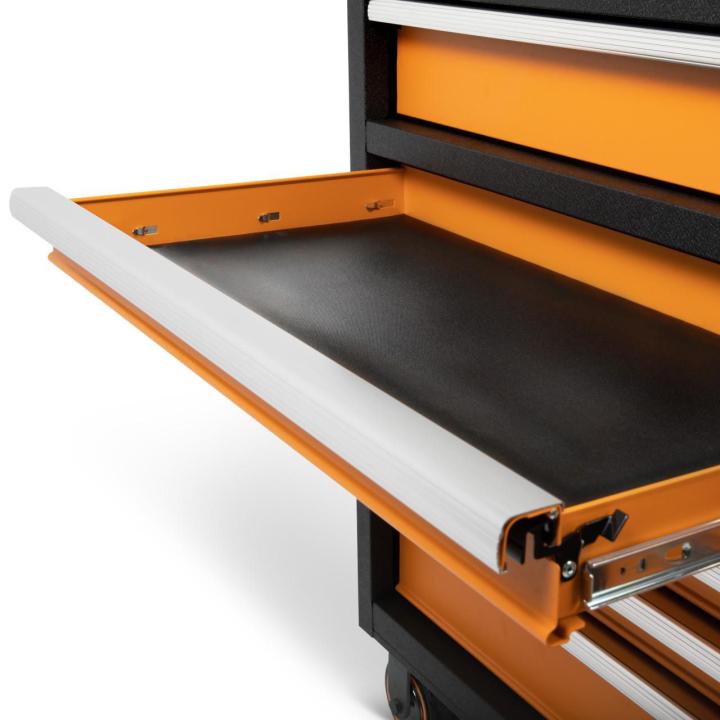 Close up image of the GEARWRENCH 83247 52" Rolling Tool Cabinet showing the ball bearing glides on one of the drawers