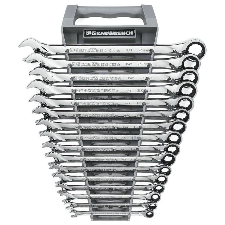 GEARWRENCH 16 Pc 12 Point Ratcheting Combination Metric Wrench Set 