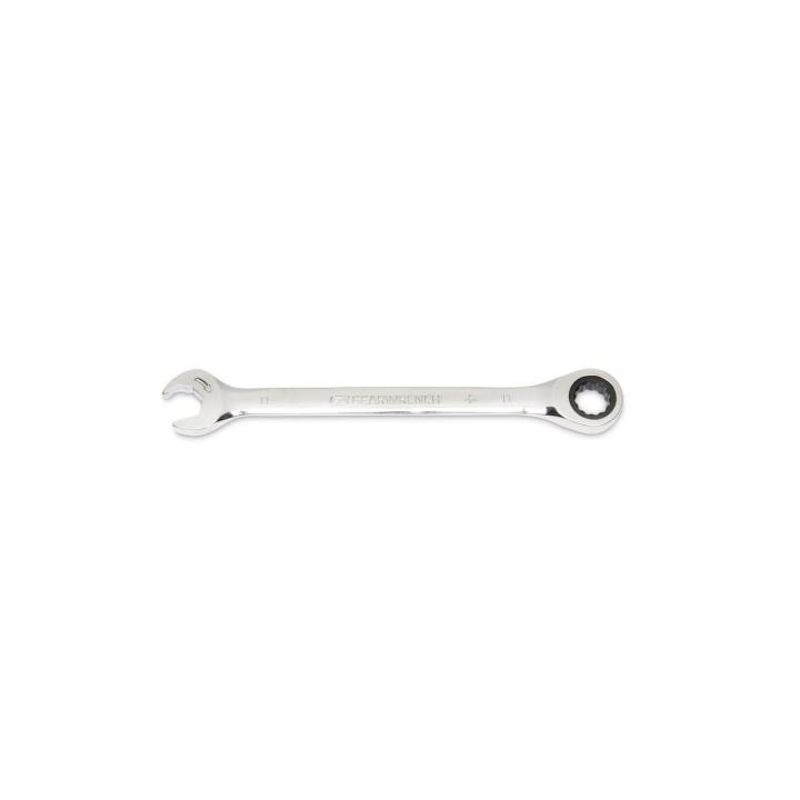 Image of the GEARWRENCH  11mm 72-Tooth 12 Point Open End Ratcheting Combination Wrench on a white background