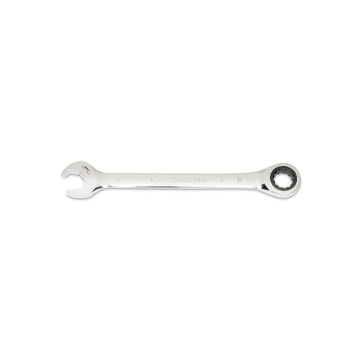 Image of the GEARWRENCH  14mm 72-Tooth 12 Point Open End Ratcheting Combination Wrench on a white background