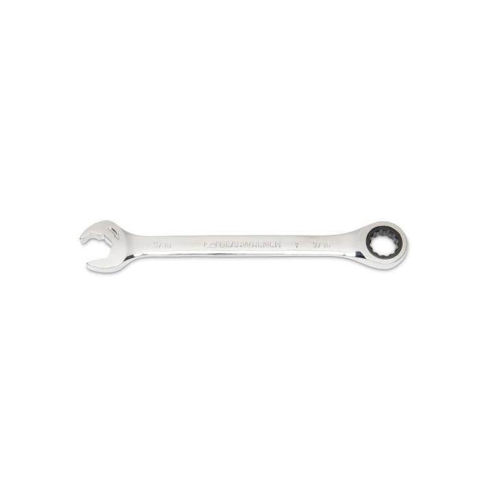 Image of the GEARWRENCH  9/16" 72-Tooth 12 Point Open End Ratcheting Combination Wrench on a white background