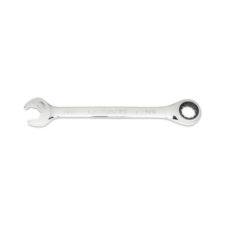 Image of the GEARWRENCH  11/16" 72-Tooth 12 Point Open End Ratcheting Combination Wrench on a white background