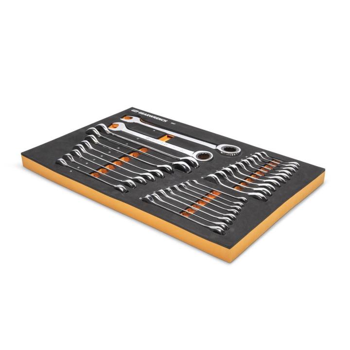 28 Pc. 72T Combination Ratcheting Wrench Set with Foam Tray