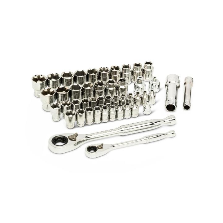 Image of the 46 Piece 1/4" & 3/8" Drive Pass-Thru 6 Point SAE/Metric Tool Set showing the tools only on a white background.