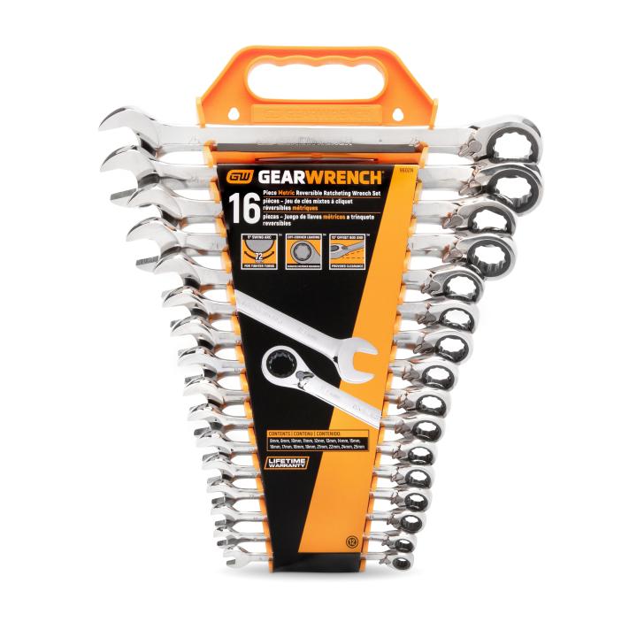 12 Point Reversible Ratcheting Combination Metric Wrench Set