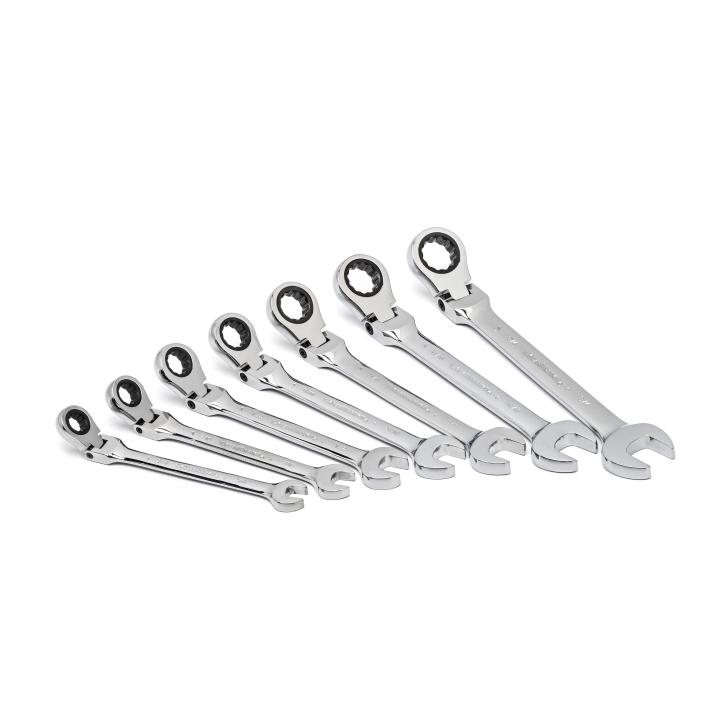 7 Pc. 72T Flex Head Ratcheting Combination SAE Wrench Set