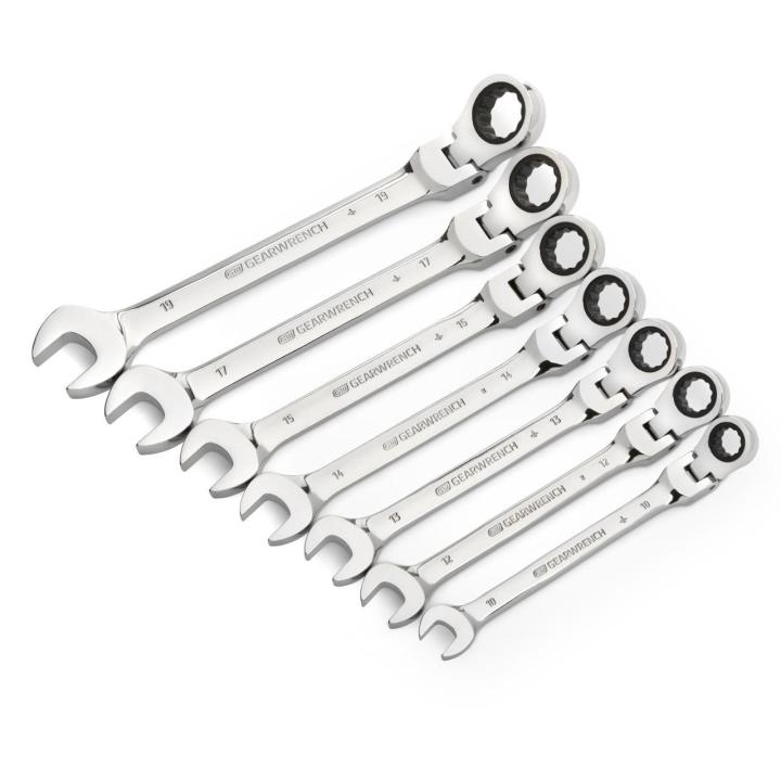 7 Pc. 72T Flex Head Ratcheting Combination Metric Wrench Set
