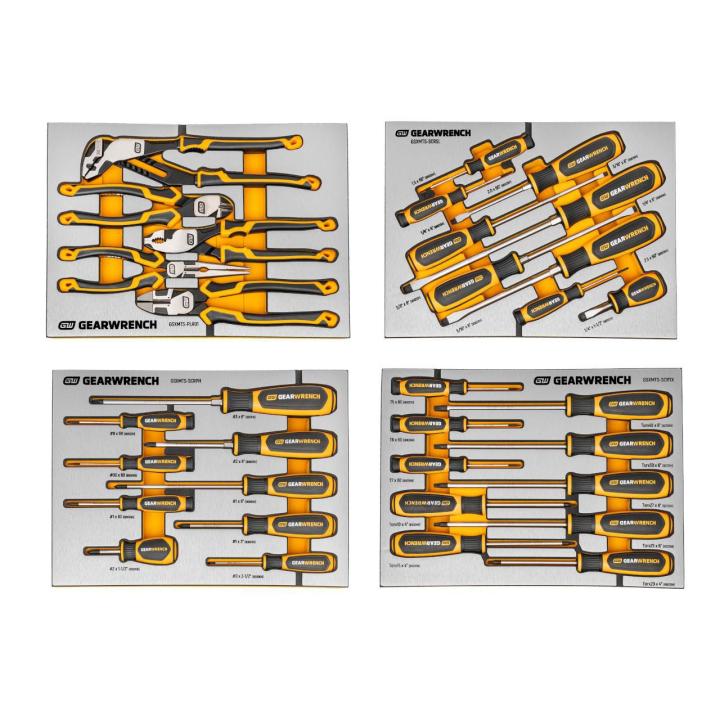 33 Piece Pliers and Screwdrivers Sets in Premium Foam Trays
