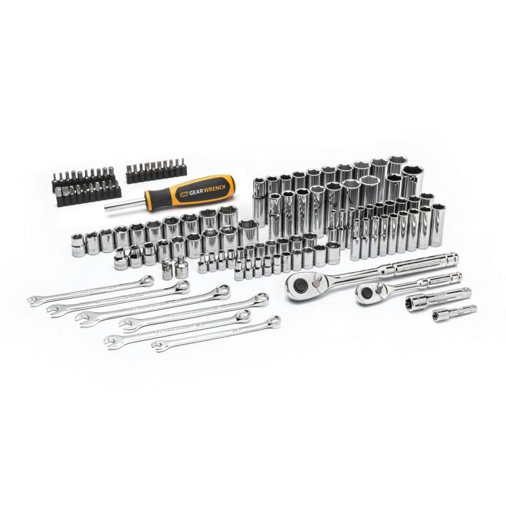 121 Pc 1/4” & 3/8” 72T SAE/MM Mechanics Hand Tool Set