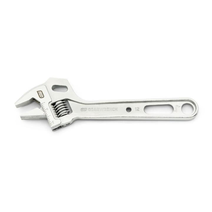 GEARWRENCH 12-inch Lineman Adjustable Wrench (GWAU312VS) with the jaws towards the left side of the image and the handle towards the right side.