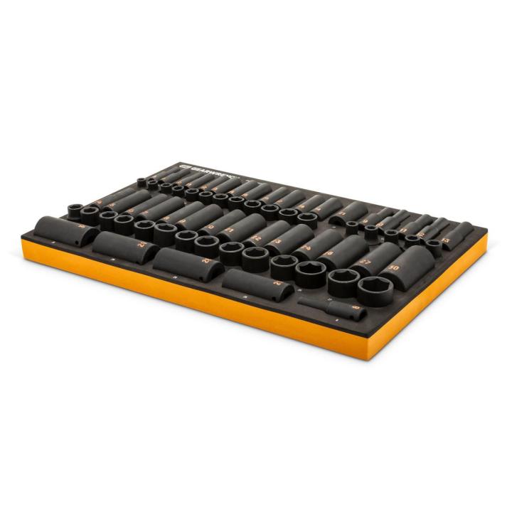 HoneyWorks ディスクセット 68 Pc 3/8” & 1/2” Dr 6 Pt Metric Hi-Viz Impact Socket Set
