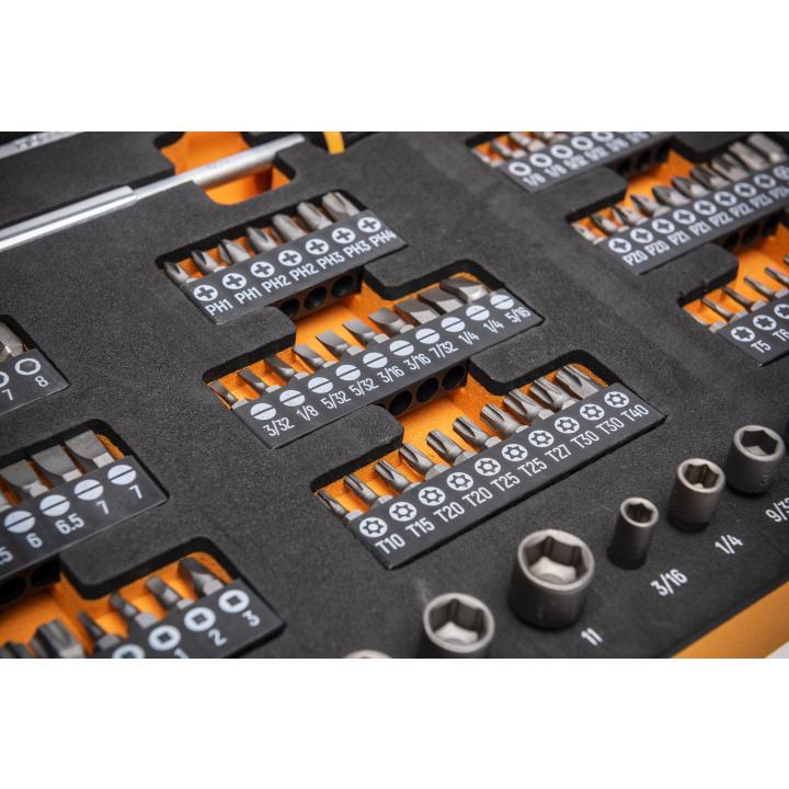 105 Pc. 1/4” Drive Slim Head Mechanics Tool Set in Foam Tray