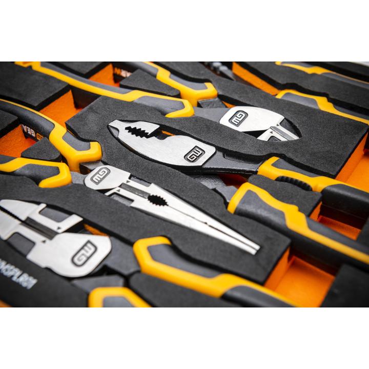 5 Piece PITBULL Cushion Grip Pliers Set in Foam Storage Tray