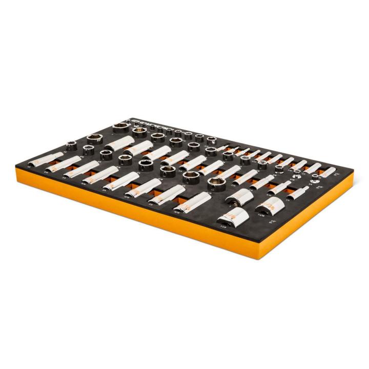 63 Piece SAE Standard & Deep Hi-Viz Chrome Socket Set
