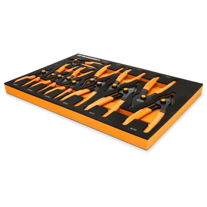 12 Pc. Push Button Convertible Snap Ring Pliers in Foam Tray