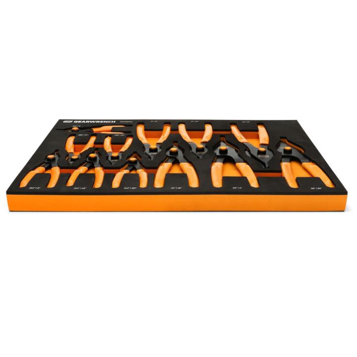 12 Pc. Push Button Convertible Snap Ring Pliers in Foam Tray