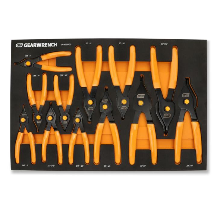 12 Pc. Push Button Convertible Snap Ring Pliers in Foam Tray