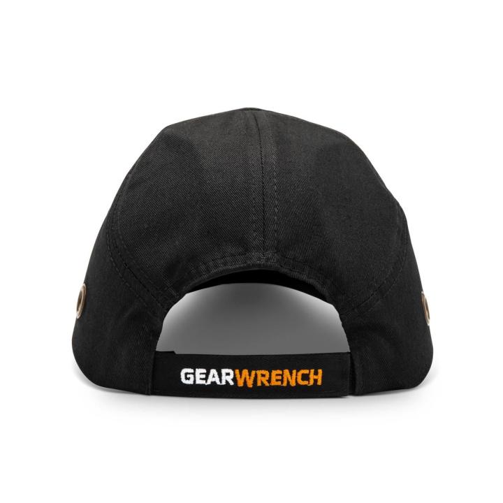 Image of the GEARWRENCH  GWSBC Baseball Style Bump Cap laying on a white background with a back view