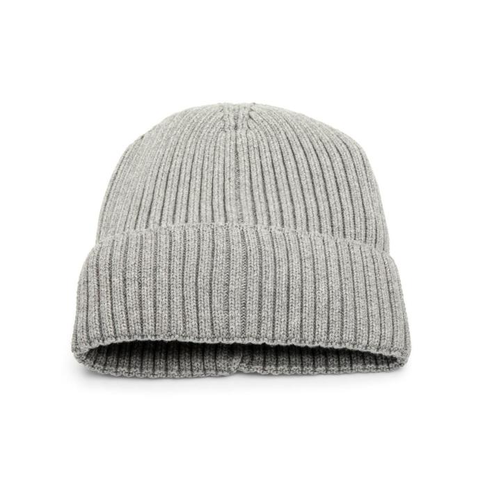 Image of the GEARWRENCH  GWSBG Knitted Cuffed Beanie - Grey  laying on a white background showing the backside