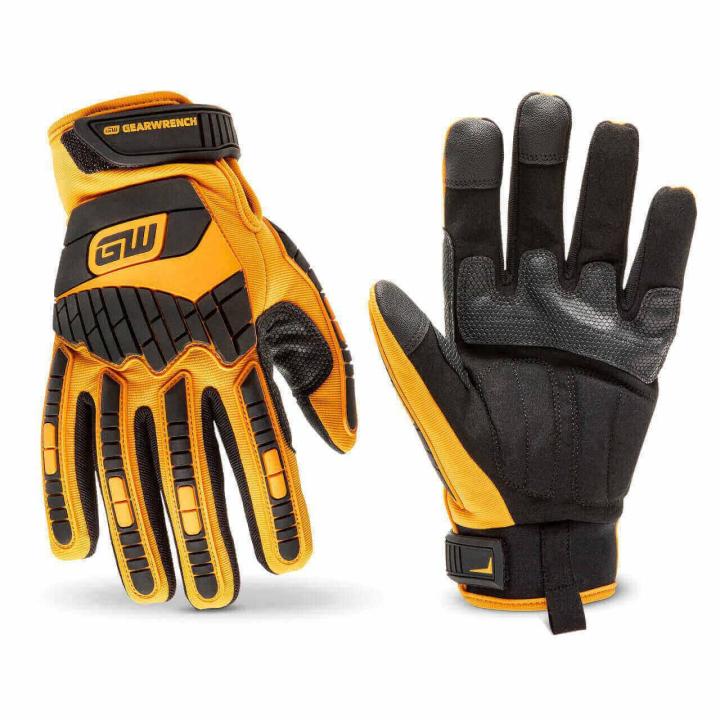 2 GWSGMM1 gloves, one palm side up, and one back of the hand up, on a white background